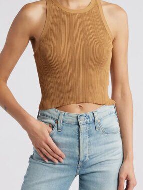 NWT M Good American Ribbed Crop Tank in Canyon